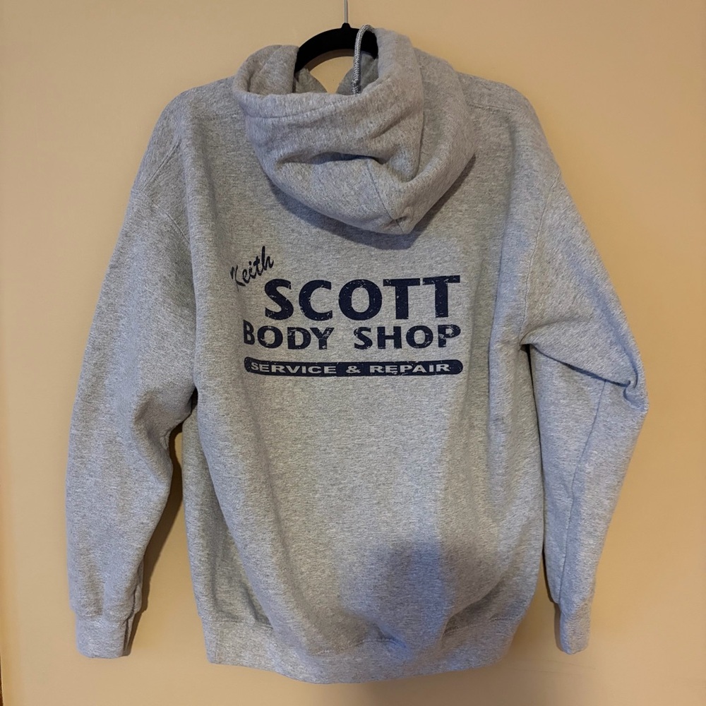 Gildan Light Gray Hoodie with Dark Blue Text